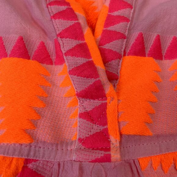 NEMA Resort Wear  Embroidered Tiered Short Dress Neon Print Sleeveless S - Picture 8 of 15